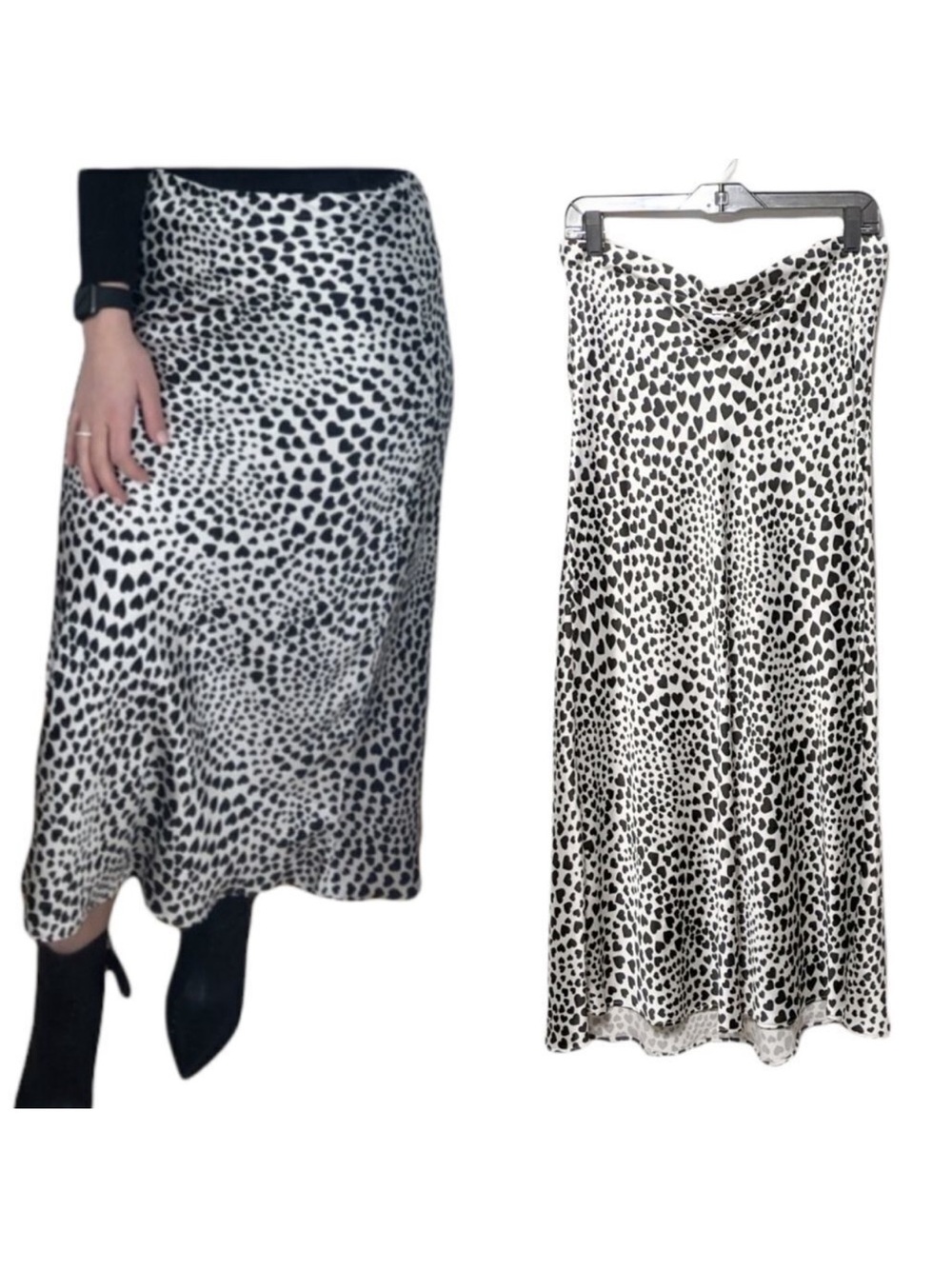 NWOT RACHEL ZOE Hearts Midi Skirt